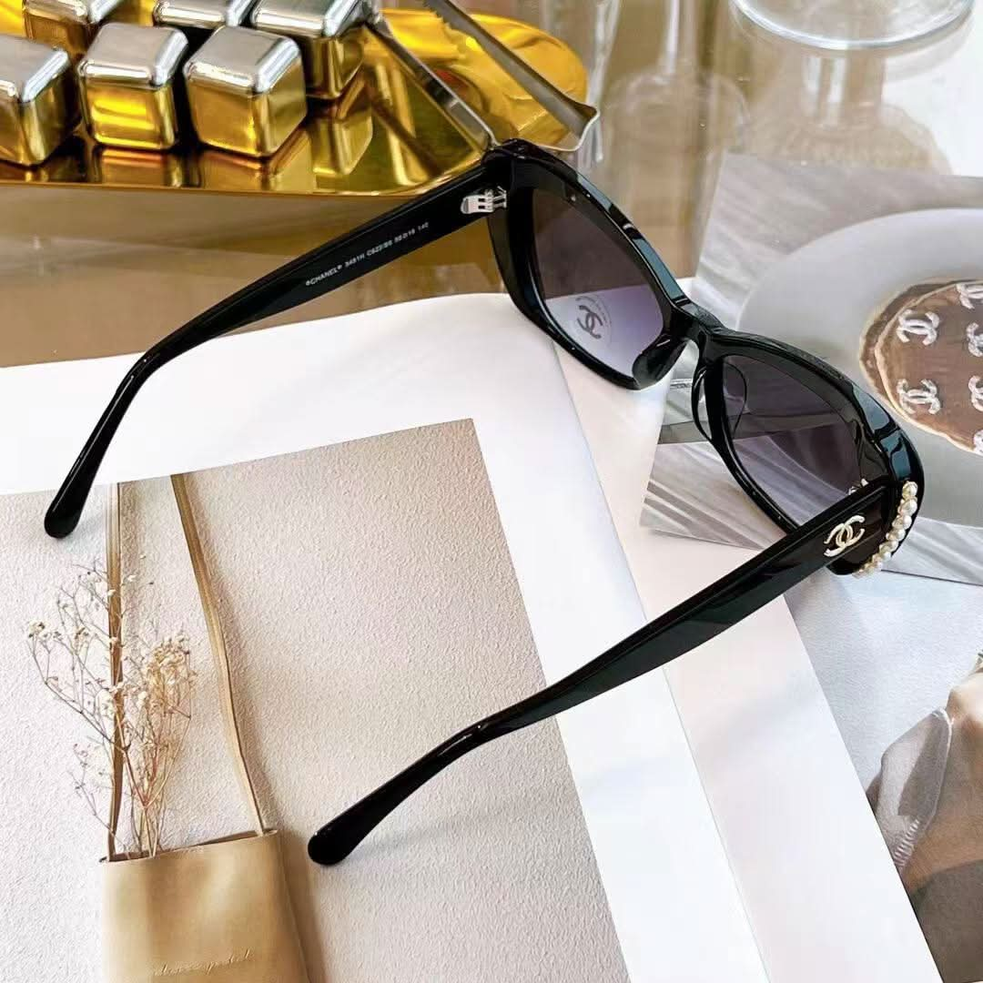 New high-end gold gray pearl frame sunglasses