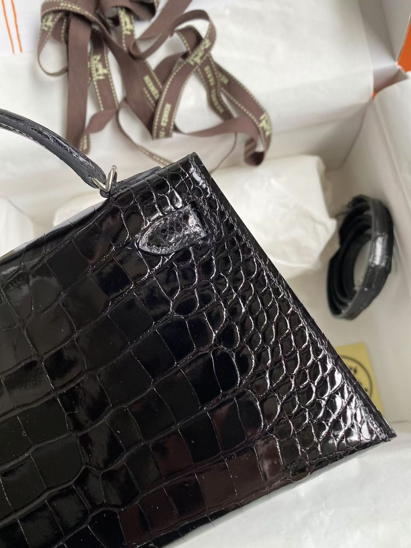 New Crocodile Embossed Small Square Bag（19.5CM*12.5CM*5.5CM）