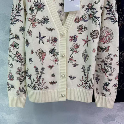 New Cashmere Wool Embroidered Knitted Jacket