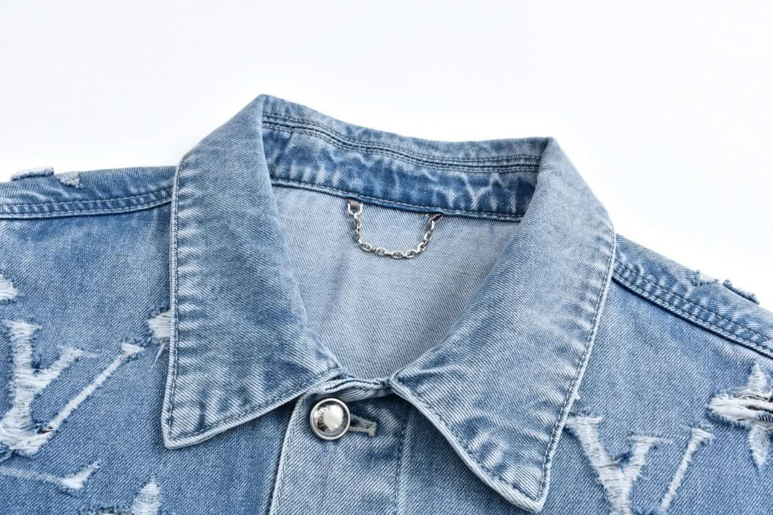 24SS cut-out worn denim jacket