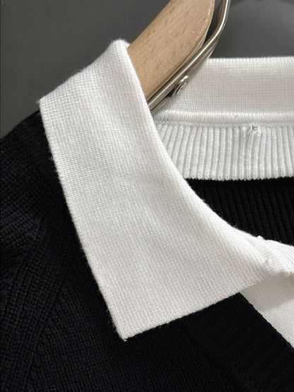 contrast lapel sweater