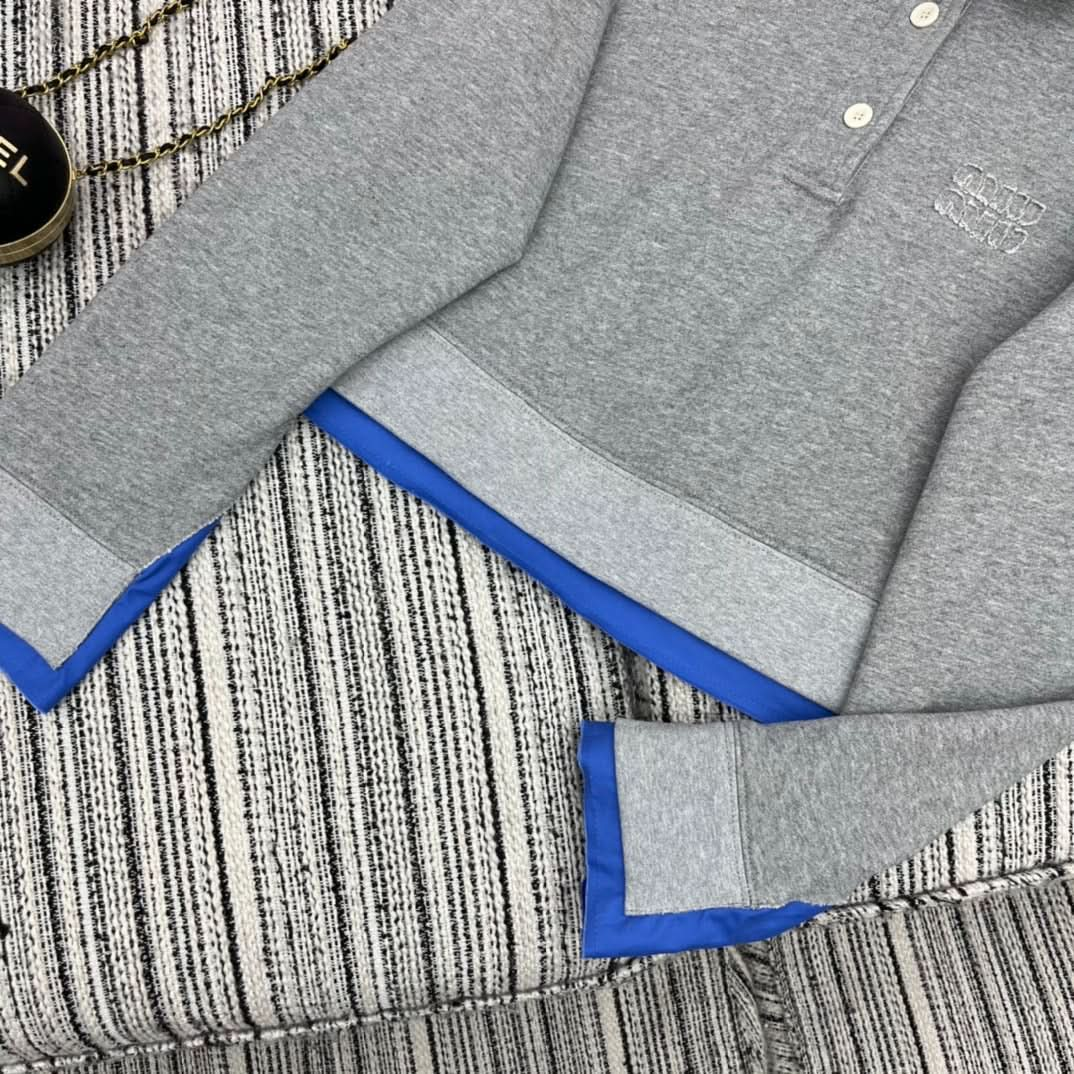 MIU25 Early Spring Blue Lapel Sweatshirt - Silhouette Atelier 