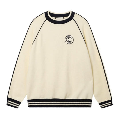 GUCC25 Early Spring Drop Shoulder Letter Embroidered Sweatshirt - Silhouette Atelier 