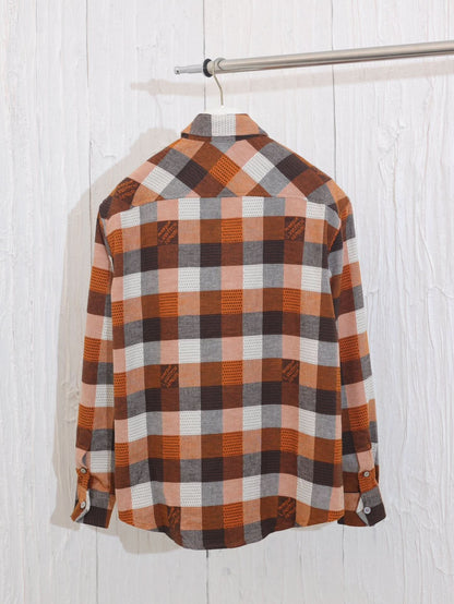 Lettering jacquard contrast plaid shirt - Silhouette Atelier 