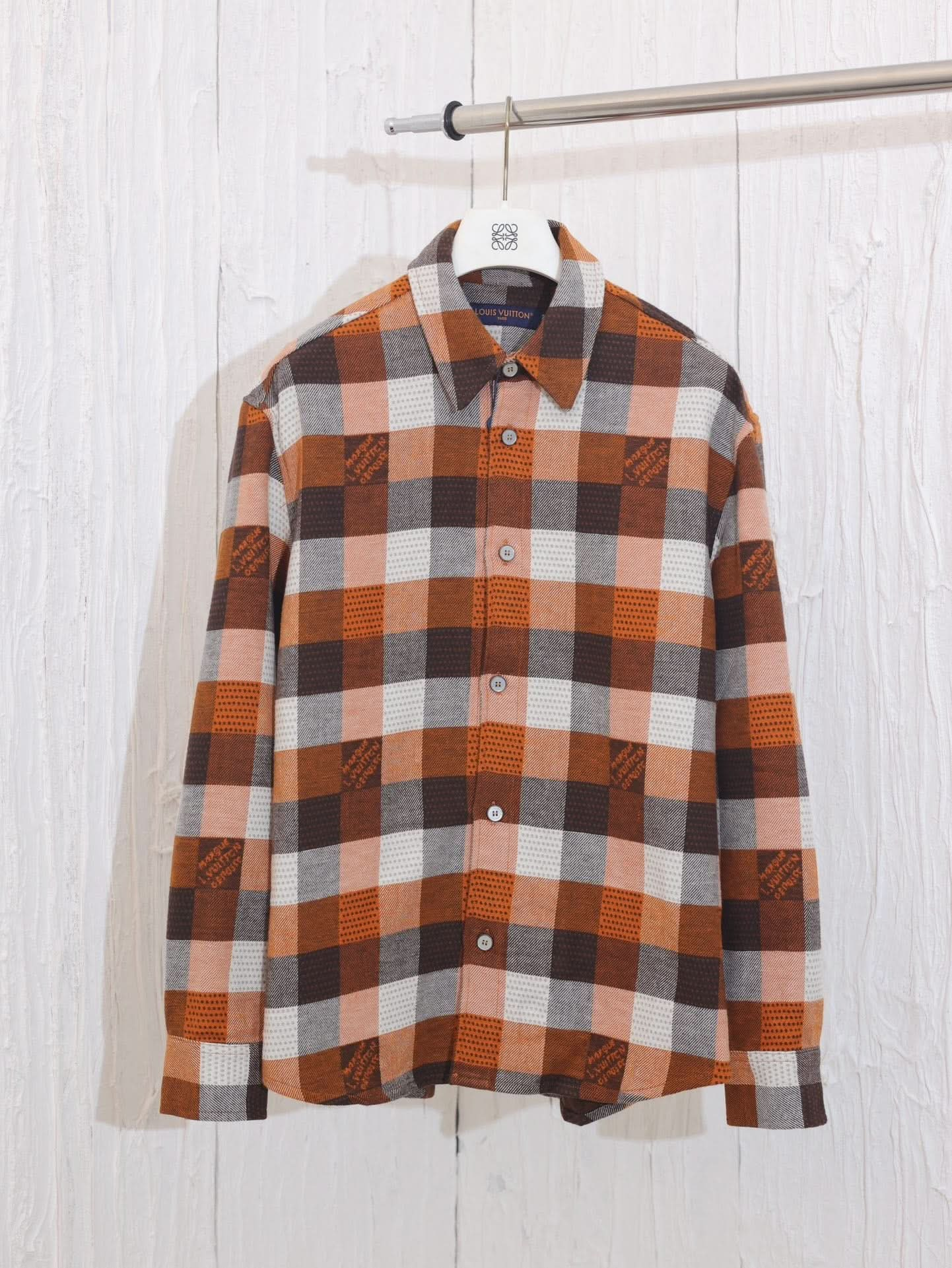 Lettering jacquard contrast plaid shirt - Silhouette Atelier 