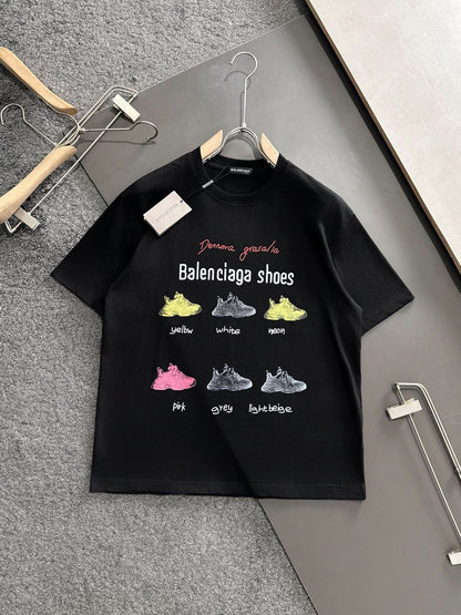 Balenciaga-Round Neck Printed T-shirt - Silhouette Atelier 