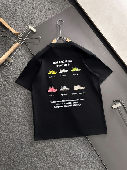 Balenciaga-Round Neck Printed T-shirt - Silhouette Atelier 