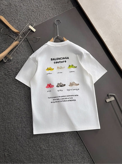 Balenciaga-Round Neck Printed T-shirt - Silhouette Atelier 