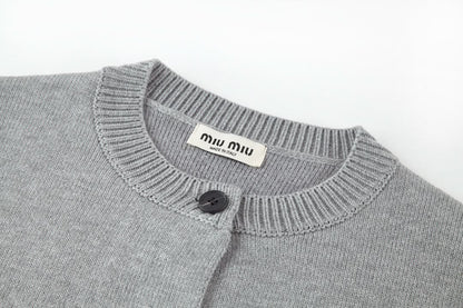 MIUMIU-Lettering embroidered knitted cardigan - Silhouette Atelier 