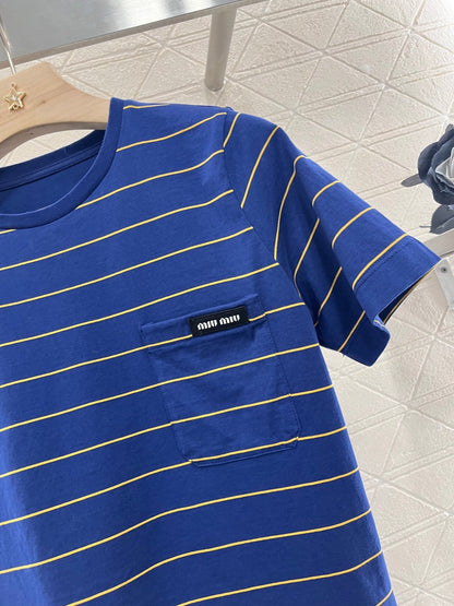 New Striped Round Neck Fashion T-shirt