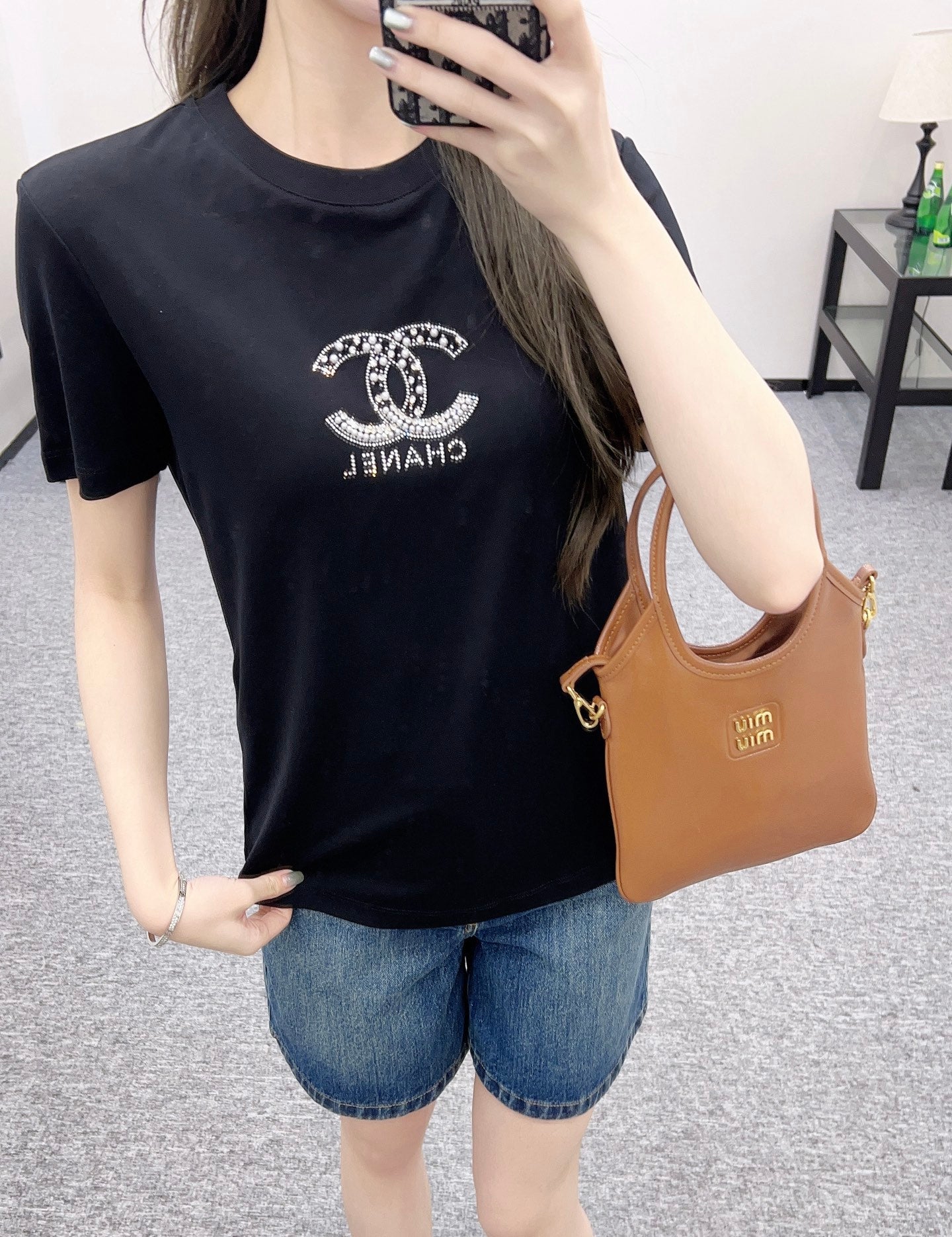 25ss new beaded sequined T-shirt