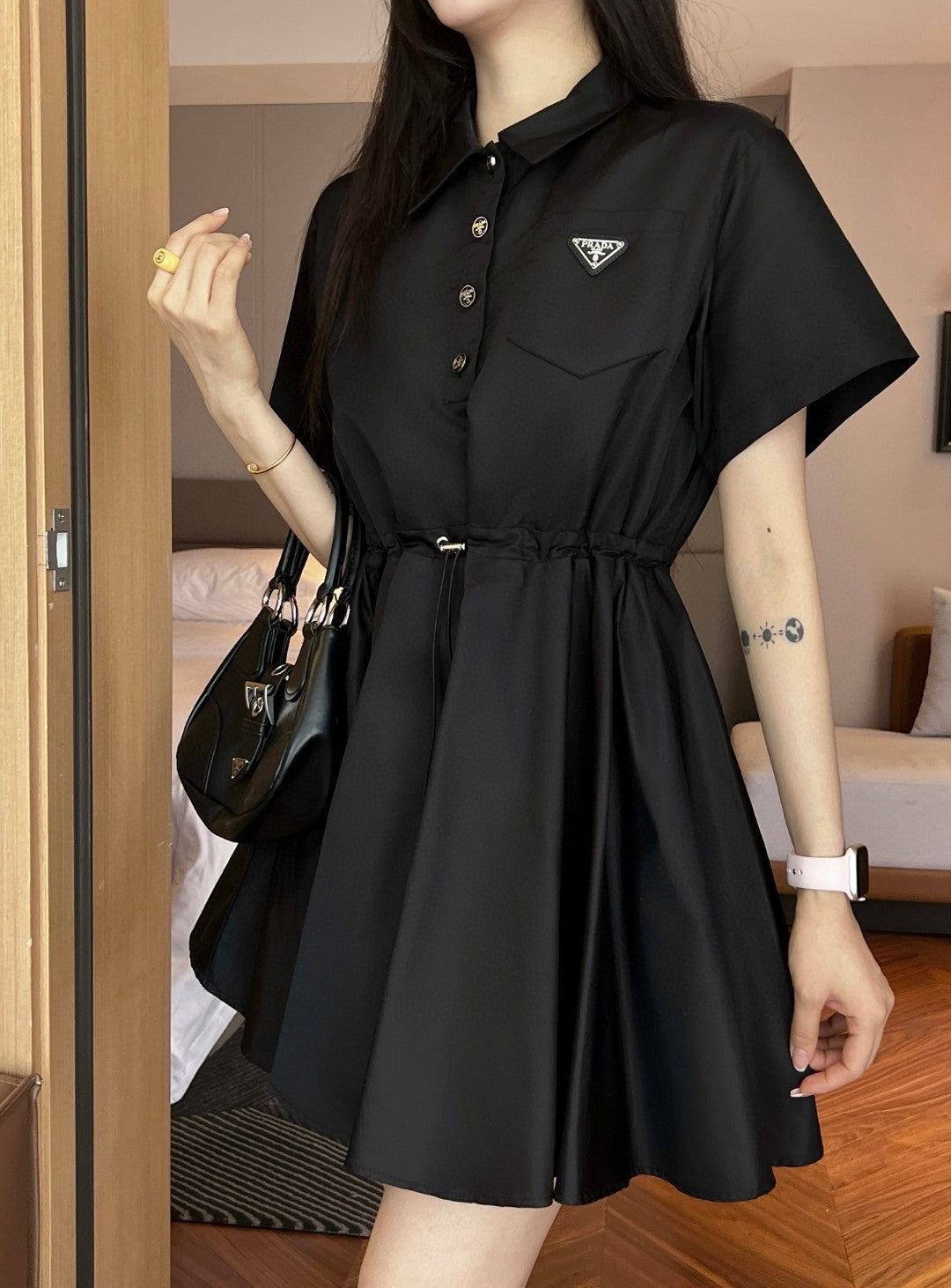 New arrival short sleeve lapel dress