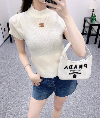 25ss new wool yarn material slim fit fashion knitted T-shirt