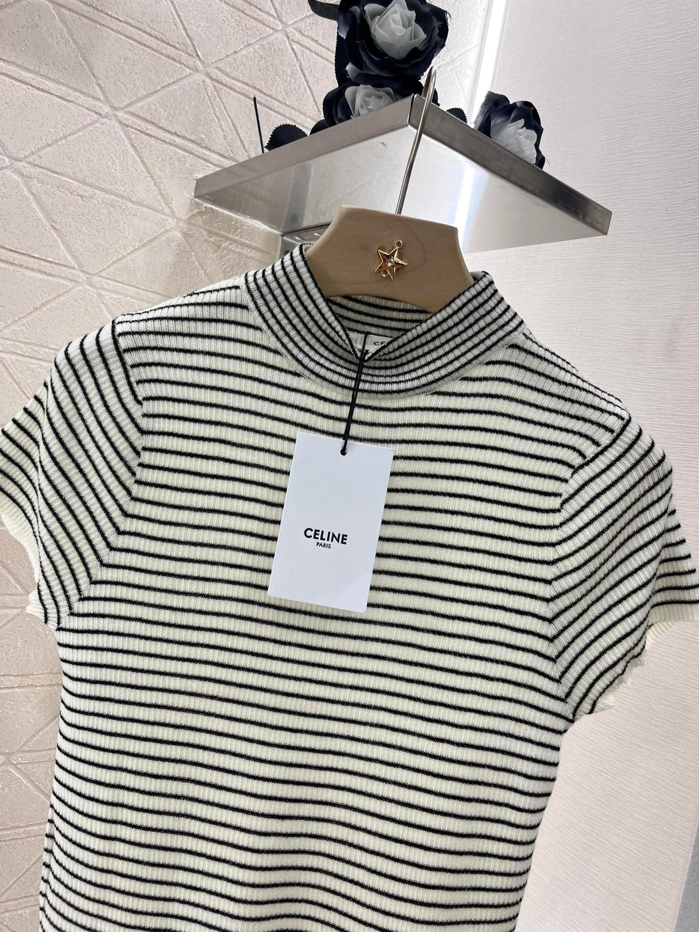 25ss new wool yarn material slim fit fashion striped knitted T-shirt