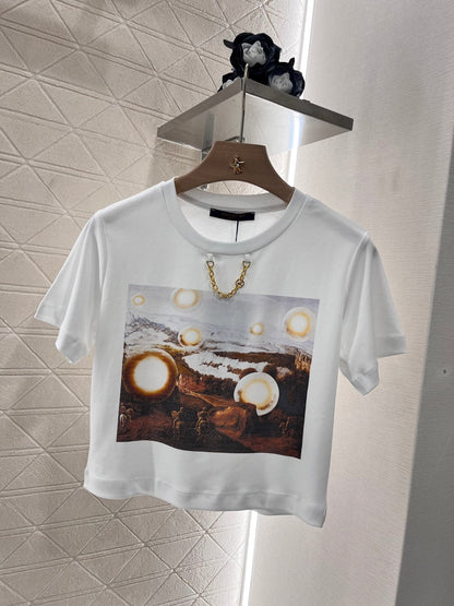 25ss new original cotton material printed fashion short T-shirt