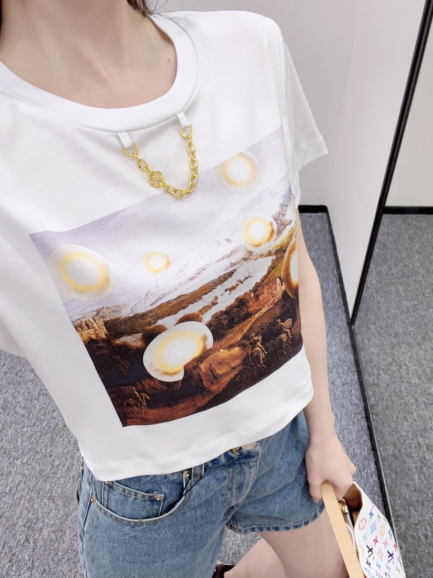 25ss new original cotton material printed fashion short T-shirt