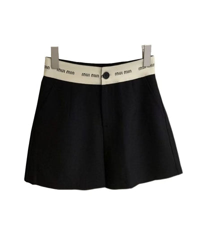 High waist slim A-line shorts