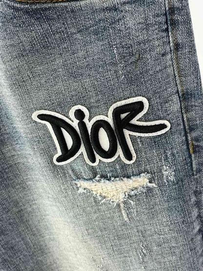 Dio Classic ripped logo jeans