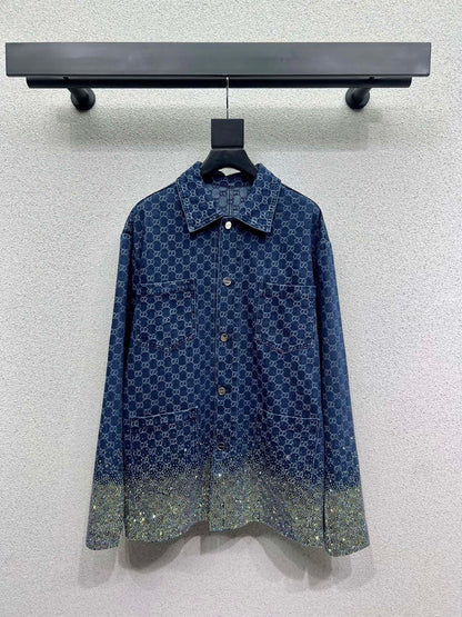 Denim rhinestone shirt