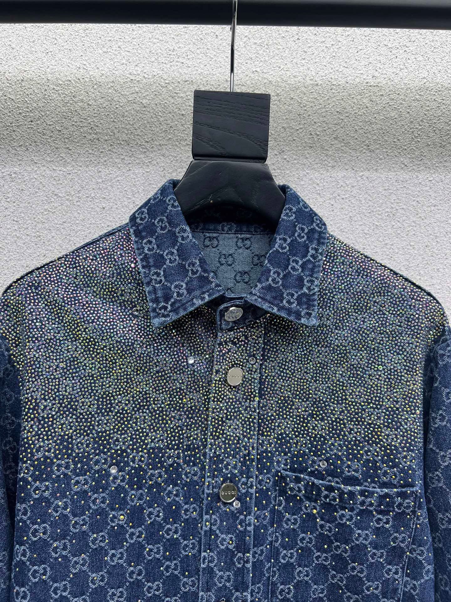 Denim rhinestone shirt