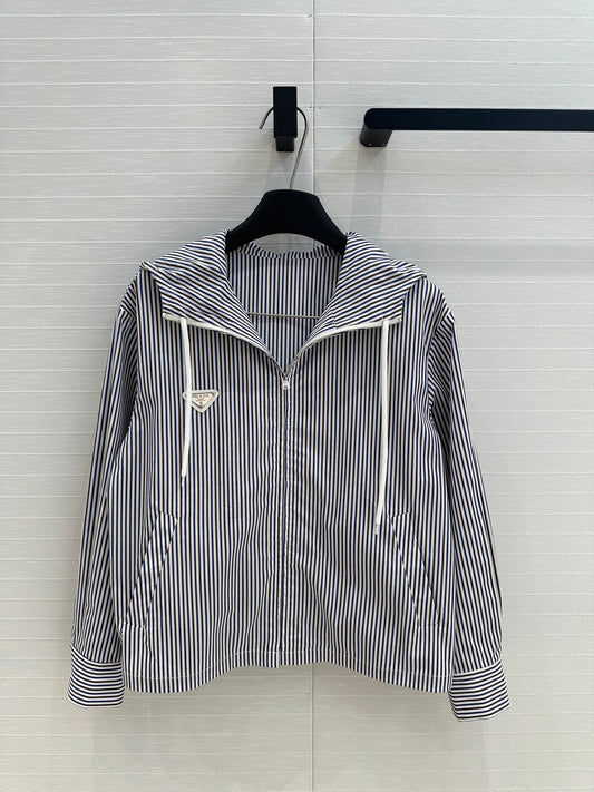 Striped hooded light jacket