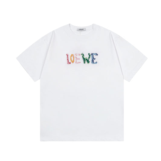 LOEVE-Colorful three-dimensional letter embroidery T-shirt