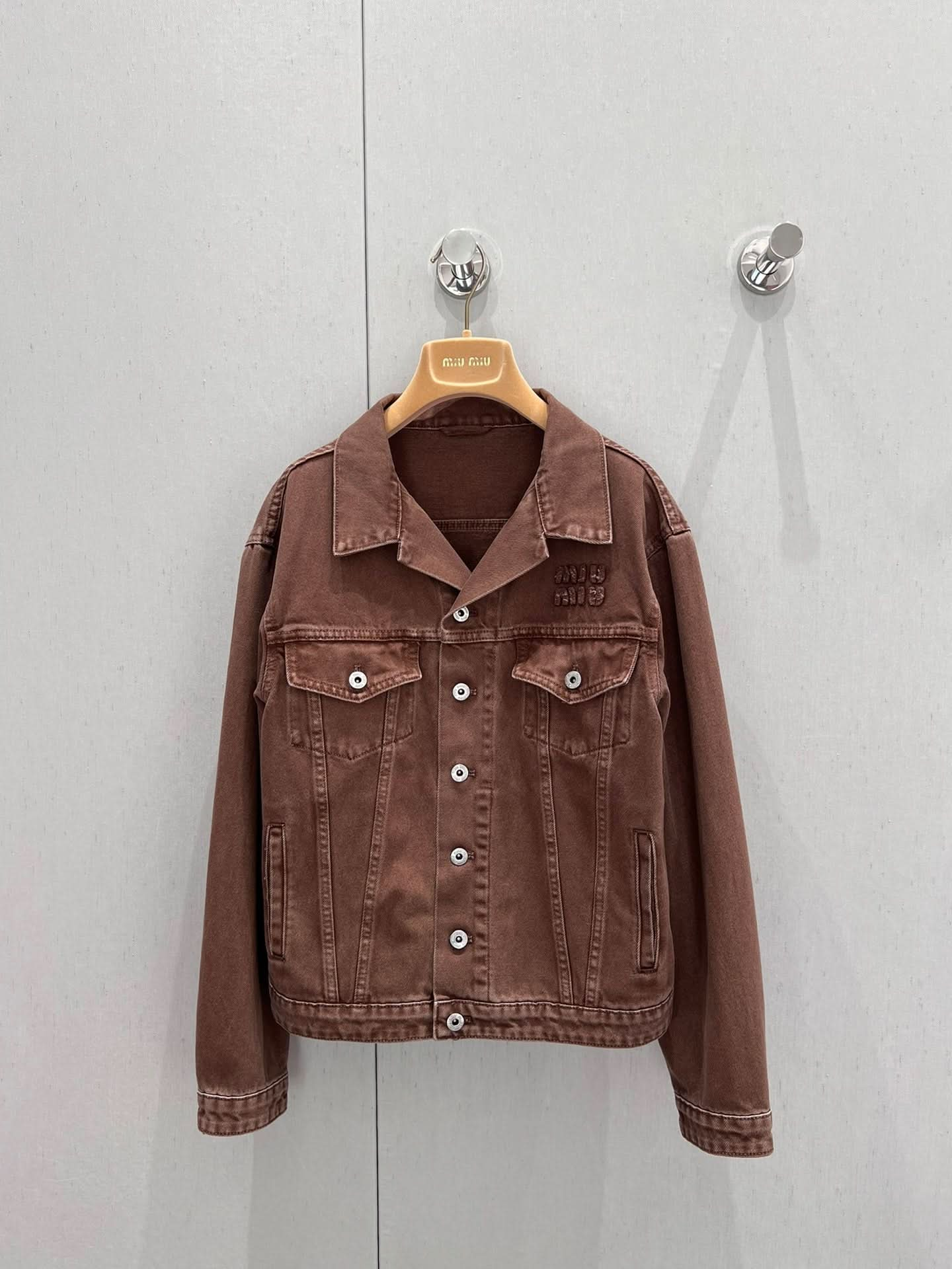 MIU-Vintage dark brown denim jacket-YY - Silhouette Atelier 