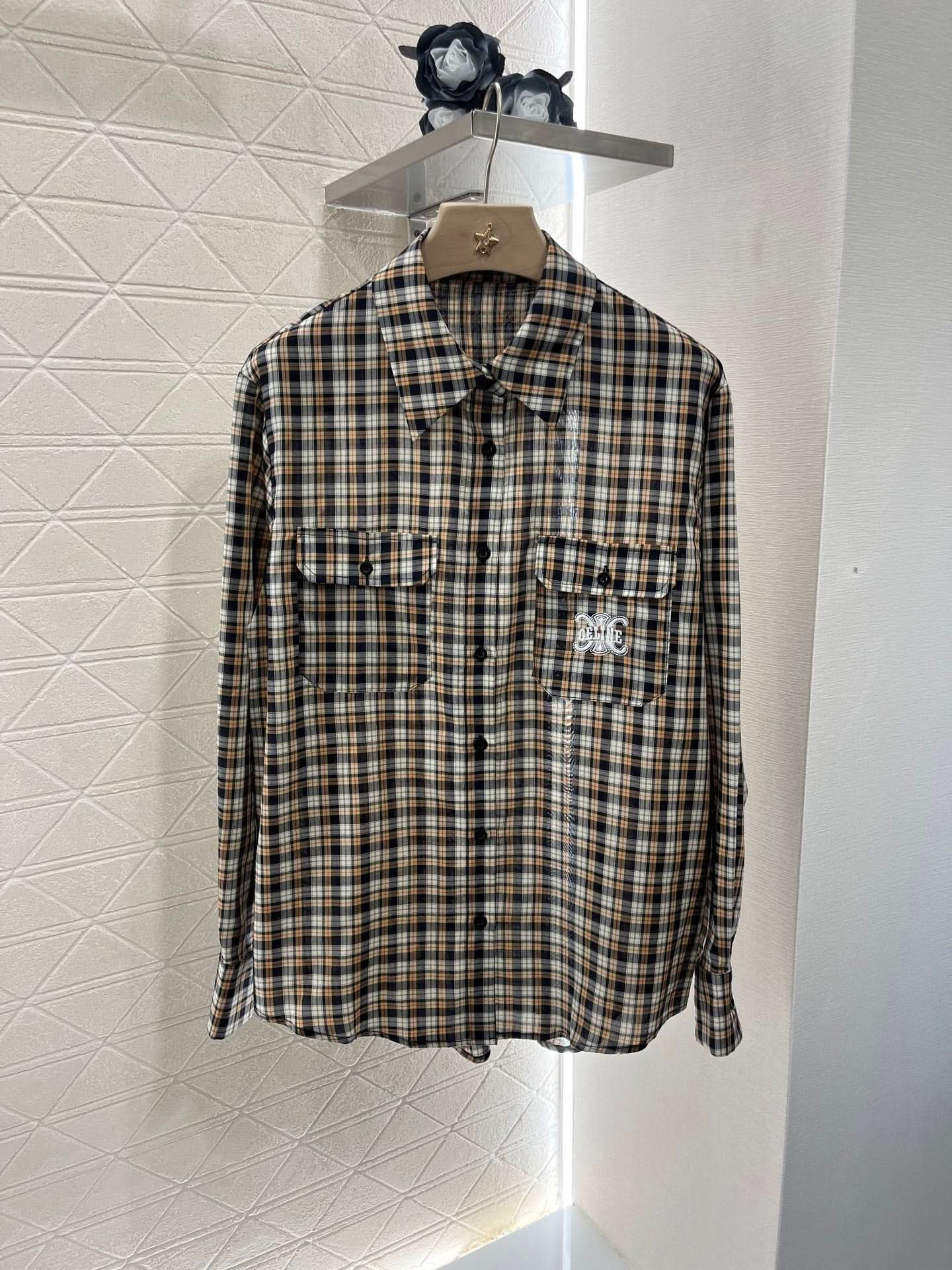 Celin-Plaid Embroidered Letter Pocket Shirt - Silhouette Atelier 