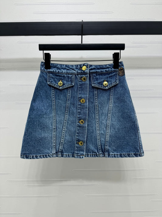 Louis-Denim A-Line Skirt - Silhouette Atelier 