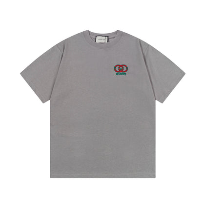 GUCC-Hollow two-color letter embroidery T-shirt