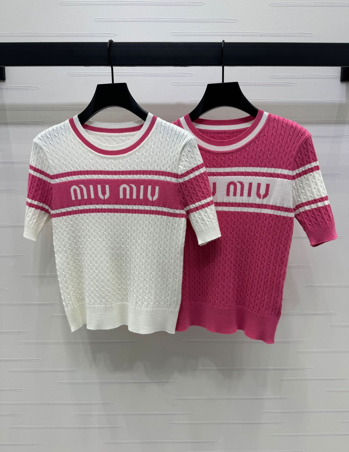 MIU-Color Block Striped Knit Short Sleeve - Silhouette Atelier 