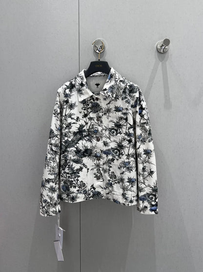 Floral print denim jacket-YY - Silhouette Atelier 