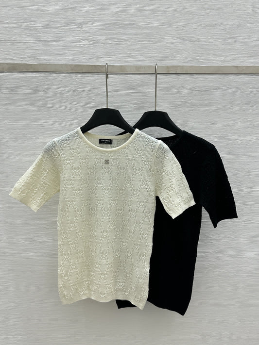 Hollow knit short sleeves