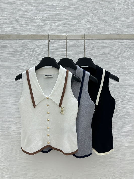 Shawl Collar Knit Vest-AL