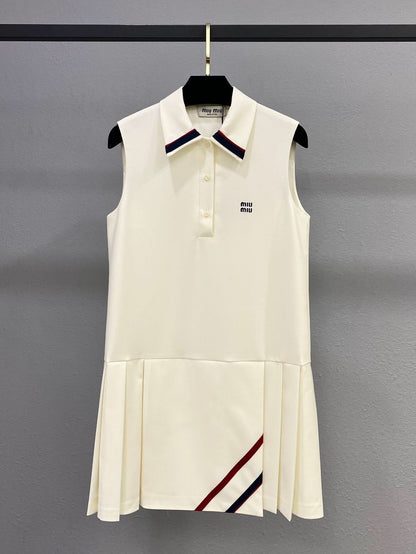 AL-Embroidered Letter Polo Vest Dress - Silhouette Atelier 