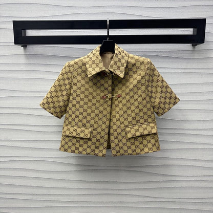 Jacquard lapel short-sleeved jacket