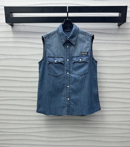 Thin denim vest