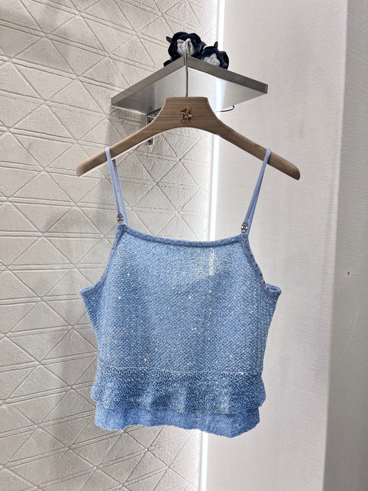 Heavy Sequined Camisole Knit Vest