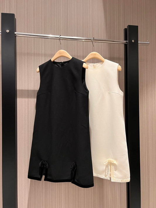 Sleeveless Bow-Embellished Vest Dress - Silhouette Atelier 