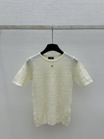 Hollow knit short sleeves