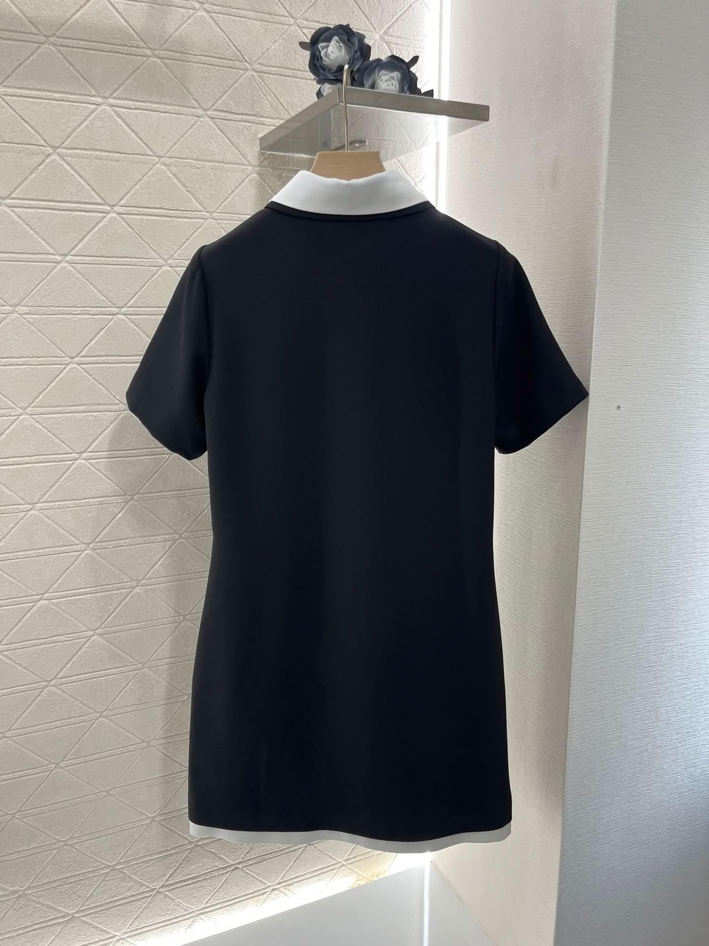 MIUMIU-Double Collar Short Sleeve Dress - Silhouette Atelier 