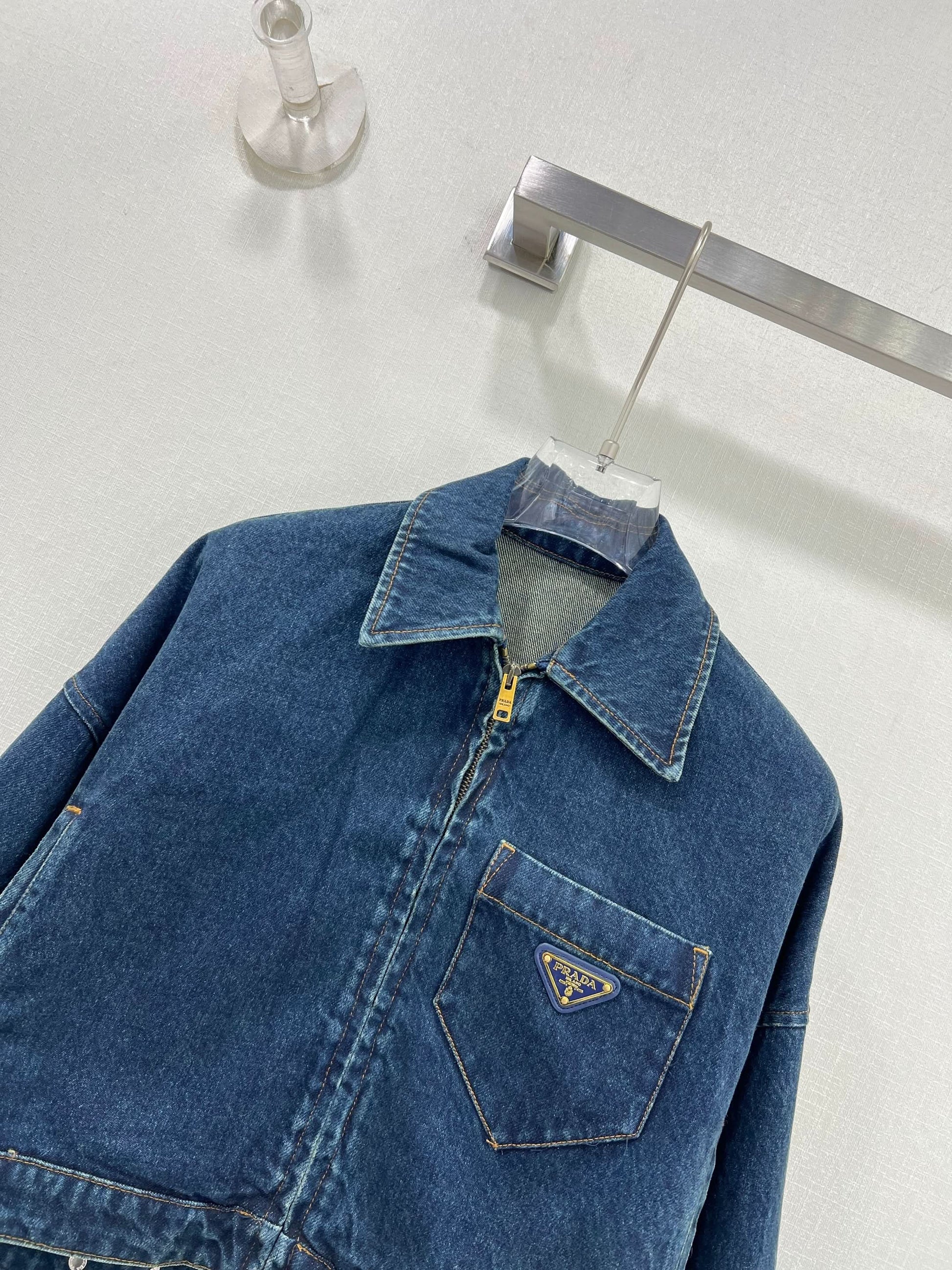 Prad-Lapel Zip Denim Jacket - Silhouette Atelier 