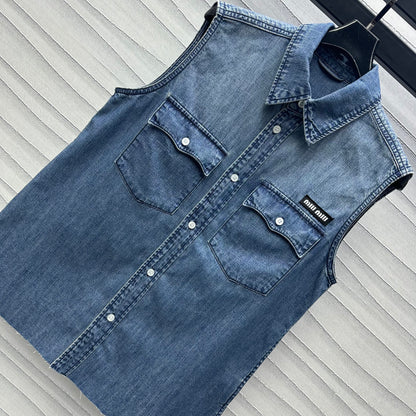 Thin denim vest