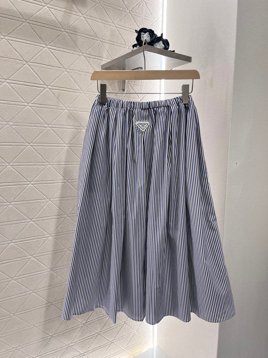 Striped high waist stretch skirt