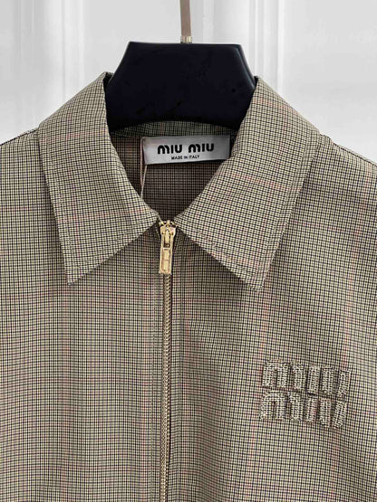 25SS Vintage Plaid Zip-Up Shirt with Lapel