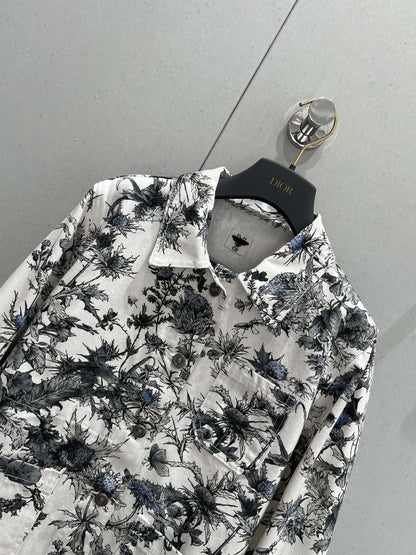 Floral print denim jacket-YY - Silhouette Atelier 