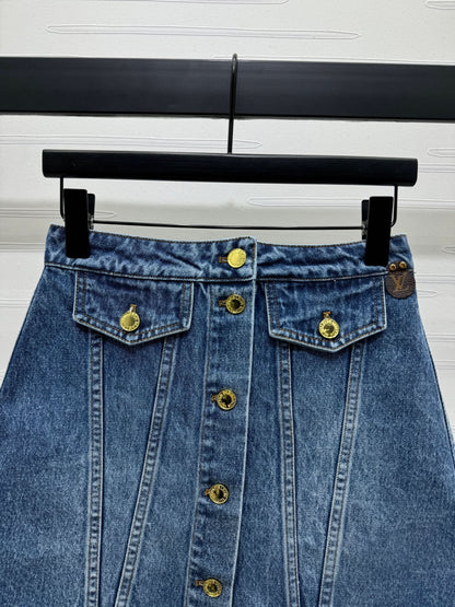 Louis-Denim A-Line Skirt - Silhouette Atelier 