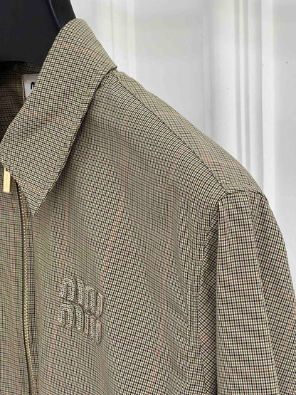 25SS Vintage Plaid Zip-Up Shirt with Lapel