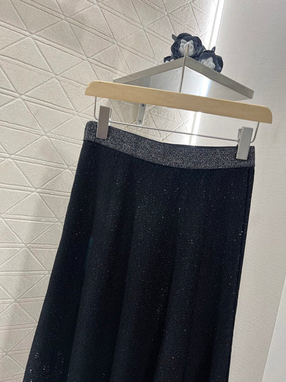 Bowknot Sequined High Waist Umbrella Skirt