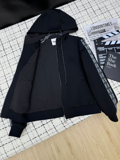 miu-Hooded Zip Sweatshirt + Elastic Waist Straight-Leg Casual Pants - Silhouette Atelier 